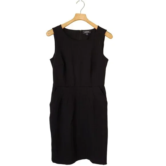 Lands End Black Ponte Sleeveless Sheath Dress Office Work Party Classic Elegant - Picture 1 of 13